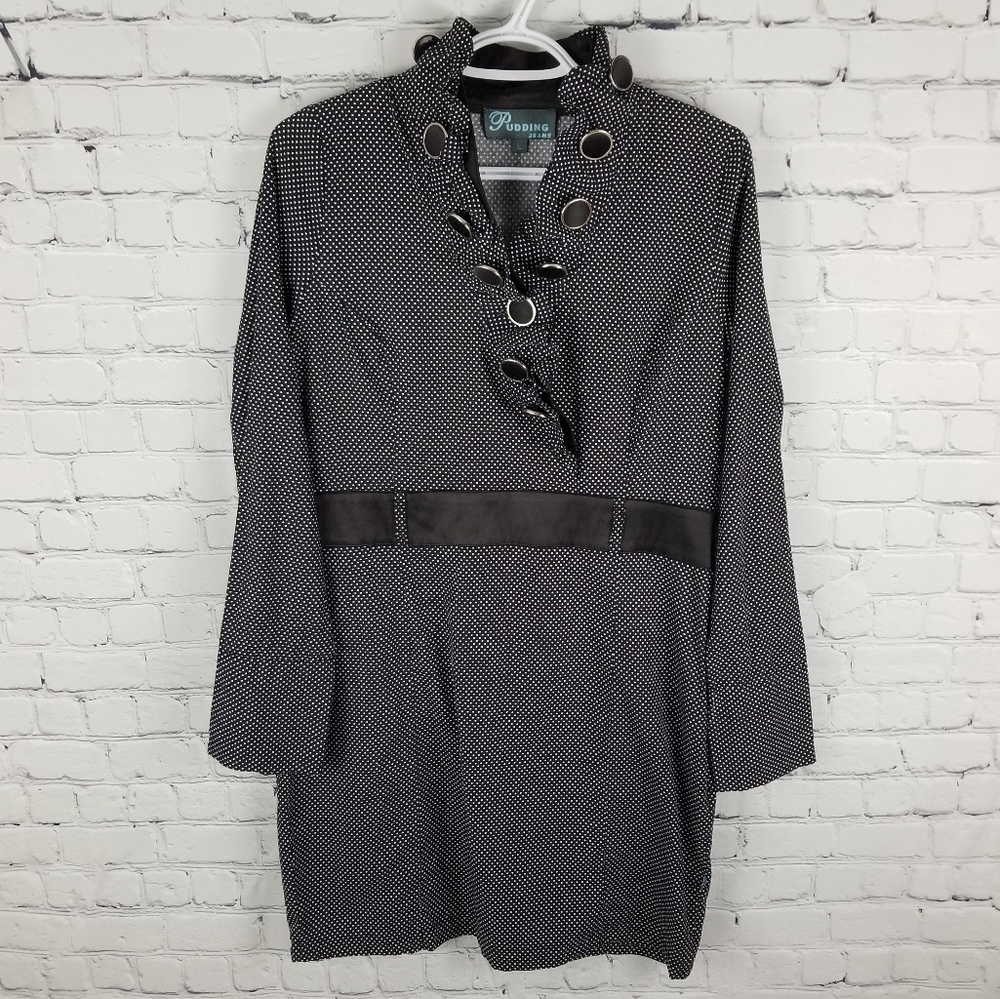 PUDDING | polka-dot long sleeve button dress